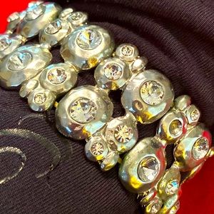 👠Big Fun Stretchy Silver Bracelet with Sparkly Cz